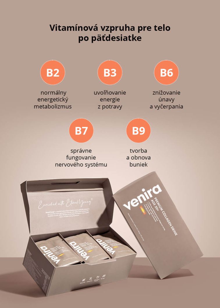 VENIRA PREMIUM kolagénový drink pre vlasy, nechty a pleť, age 50+ - vzorka