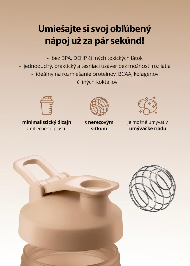 VENIRA shaker PRO s pútkom, svetlo hnedý