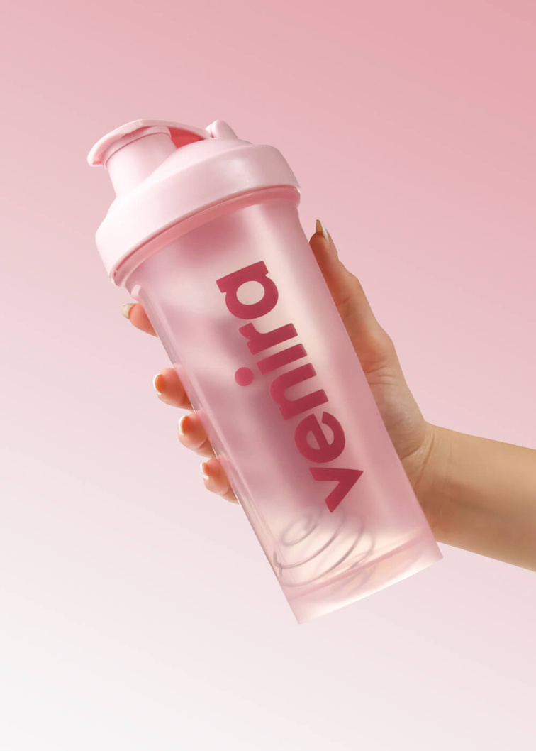 VENIRA shaker PRO s pútkom, svetlo ružový