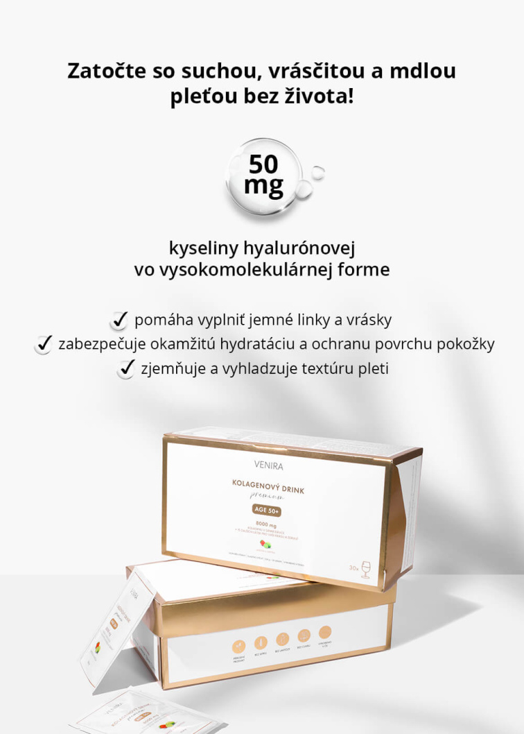 VENIRA PREMIUM kolagénový drink pre vlasy, nechty a pleť, age 50+ - vzorka