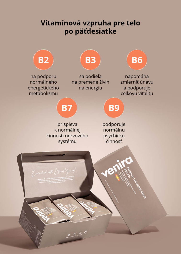 VENIRA PREMIUM kolagénový drink pre vlasy, nechty a pleť, age 50+