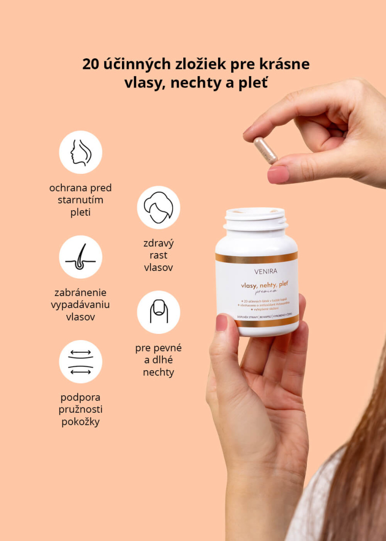 VENIRA PREMIUM kapsule pre vlasy, nechty a pleť