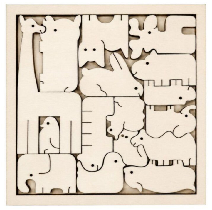 Davona Dřevěné puzzle 16 dílků - Zvířata ze Zoo