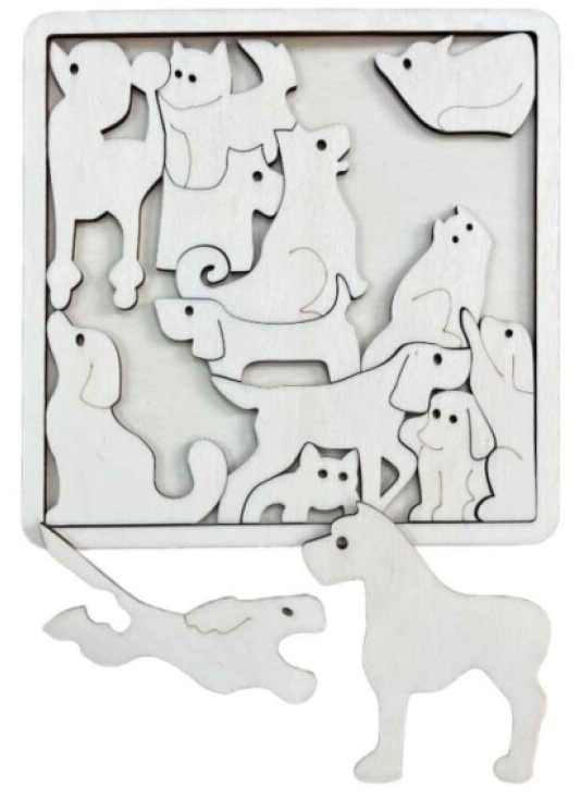 Davona Dřevěné puzzle 14 dílků - Psi