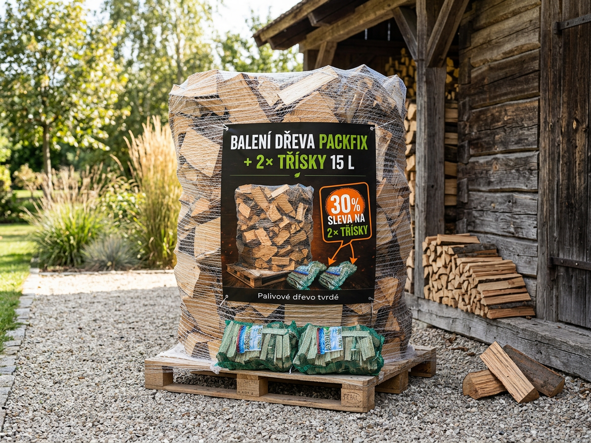 Výhodné balení Palivové dřevo tvrdé 33 cm - balení PackFix