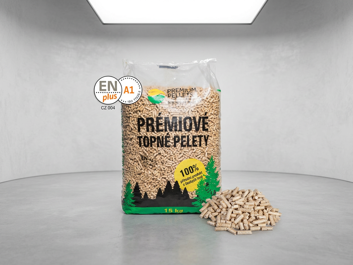 Dřevěné pelety PREMIUM PELLETS ENplus A1 - 15 kg balení