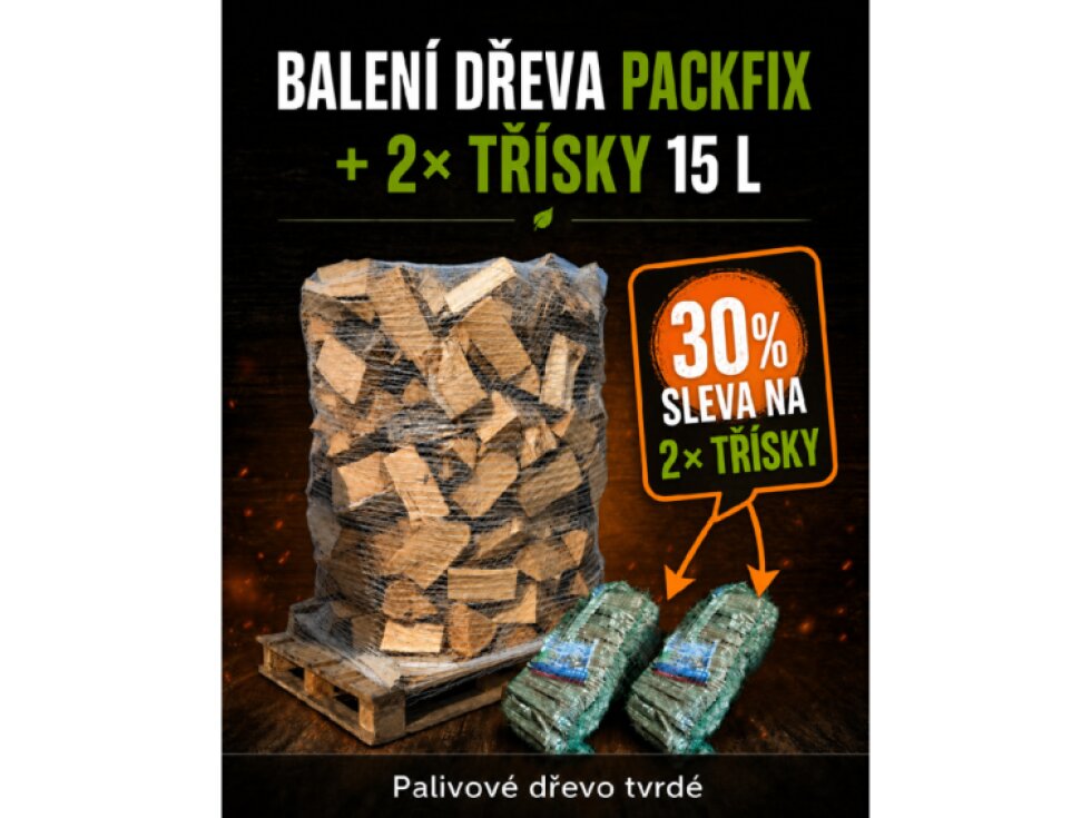 Výhodné balení Palivové dřevo tvrdé 33 cm - balení PackFix