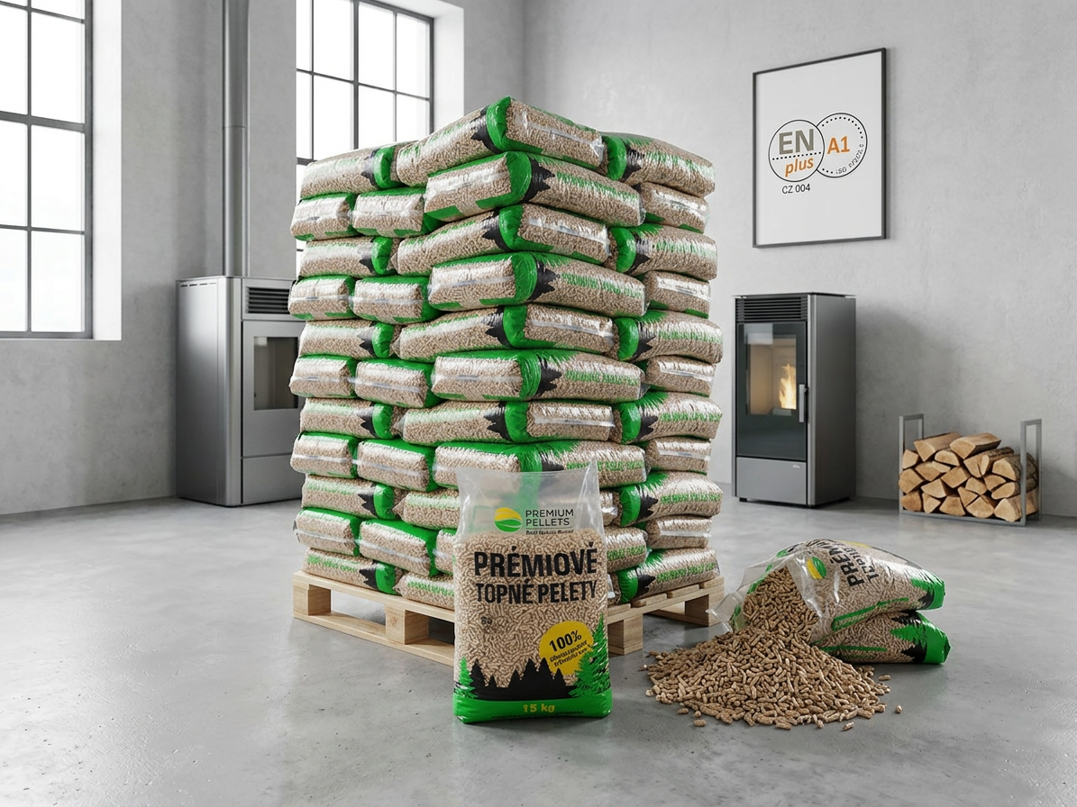 Topné pelety PREMIUM PELLETS ENplus A1 - paleta 1050 kg