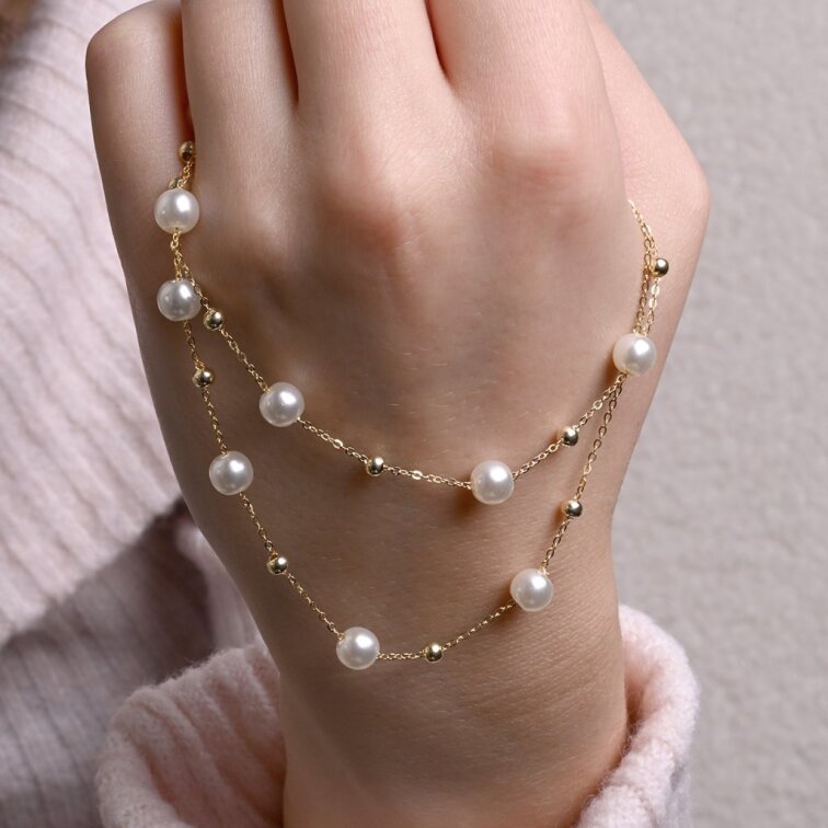 Pozlátený náhrdelník so shell perličkami 12184.1