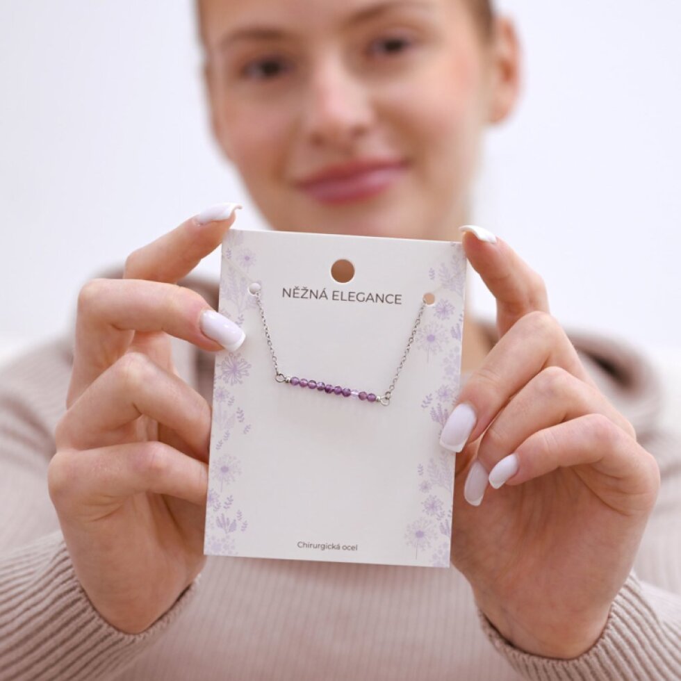 Oceľový náhrdelník fialový 42038.3