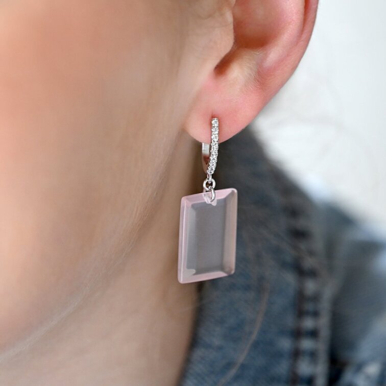 Strieborné náušnice s ruženínom 11743.3