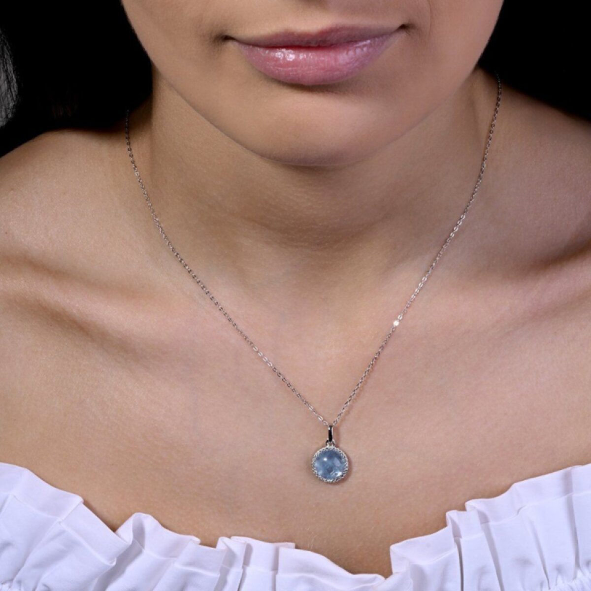 Stříbrný náhrdelník s akvamarínem 12157.3