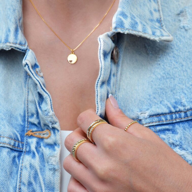 Pozlátený strieborný dvojitý prsteň 65021