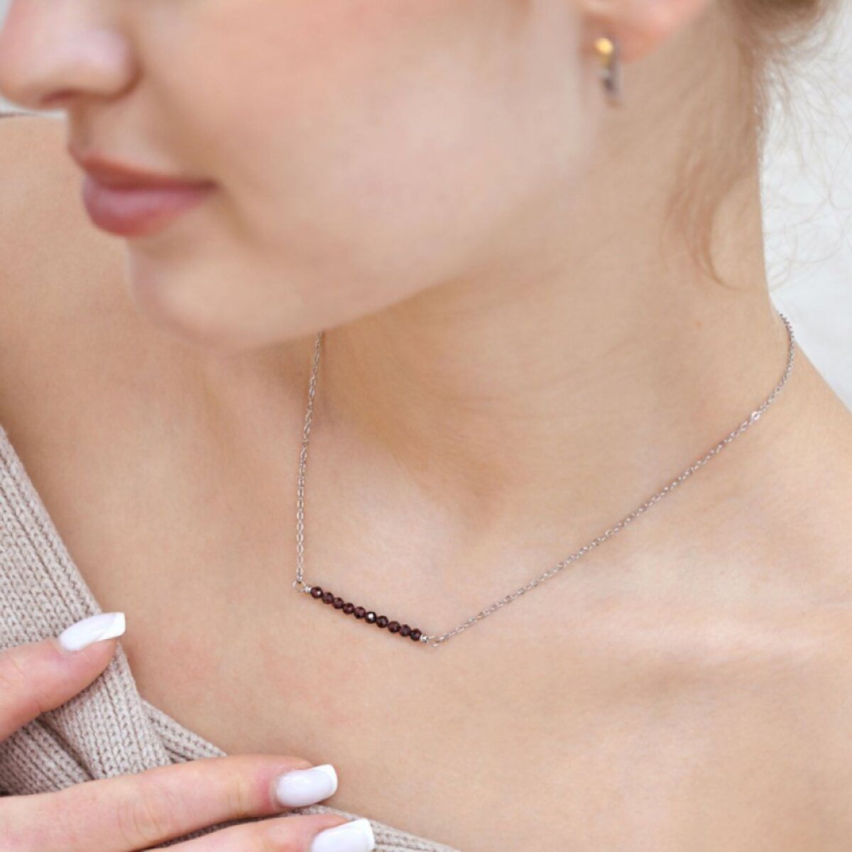 Ocelový náhrdelník červený 42038.3