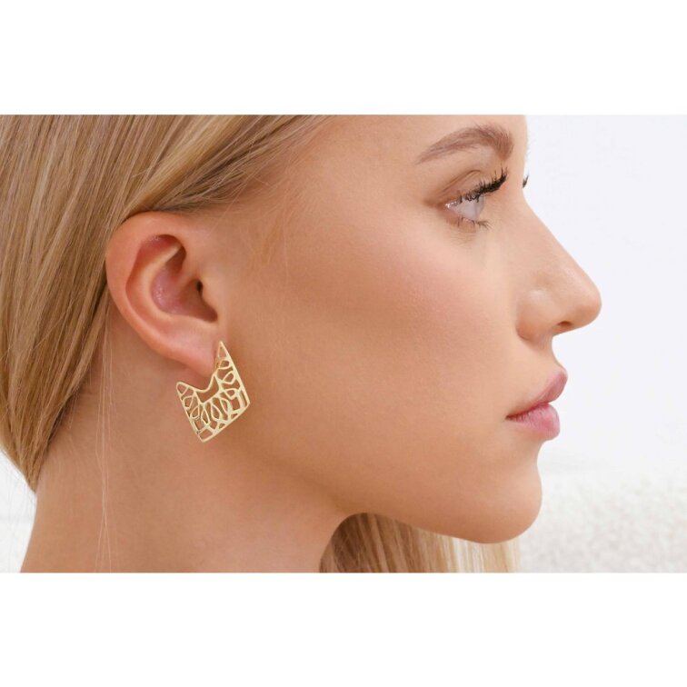 Pozlacené náušnice moderně vzorované 61172