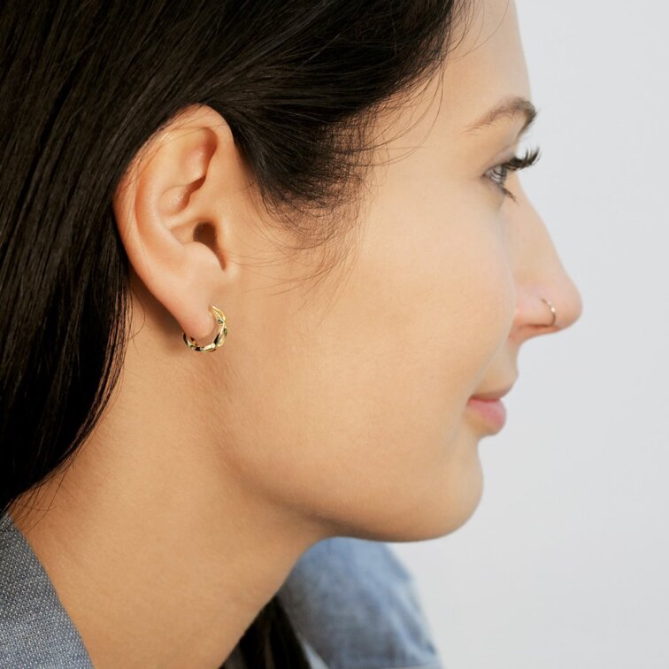 Pozlacené náušnice elegantní půlkruhy 61166