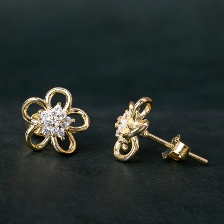 Pozlátené náušnice kvietky 11754.1