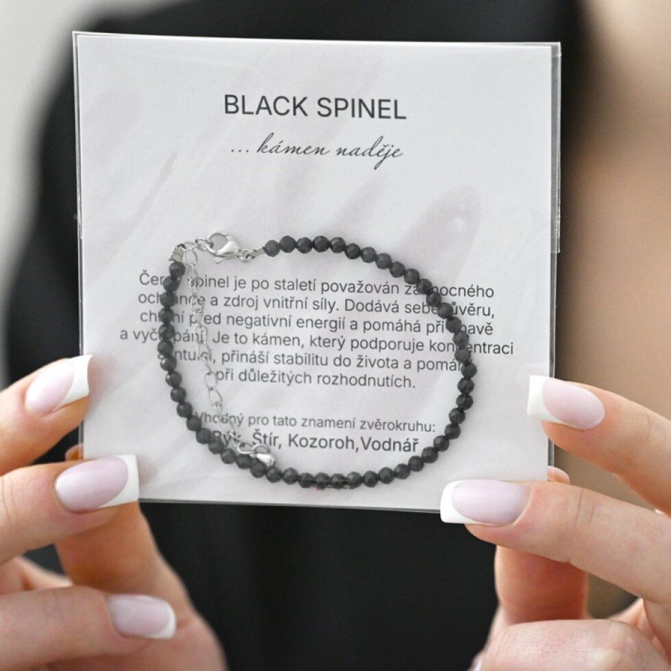 Náramok s black spinel kamene 43055.3 oceľ