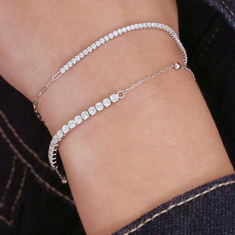 Stříbrný náramek se zirkony 13102.1