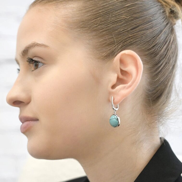 Strieborné visiace náušnice s tyrkysom 11735.3