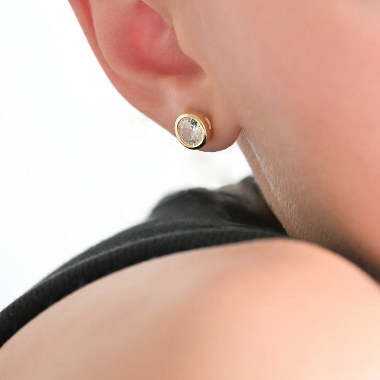 Pozlacené náušnice pecky se zirkonem bílé kulaté 11406.1