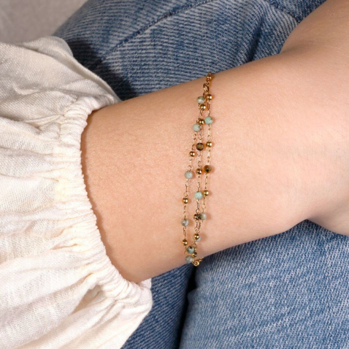 Náramok oceľový s africkým tyrkysom 43105.3