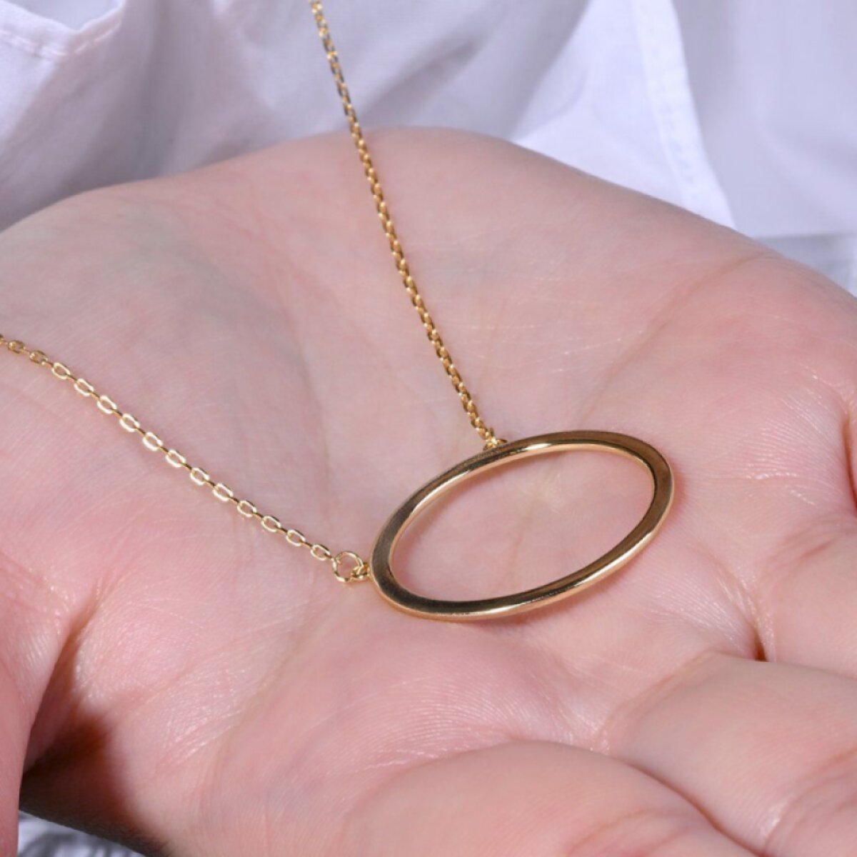 Pozlacený stříbrný náhrdelník s kroužkem 62027