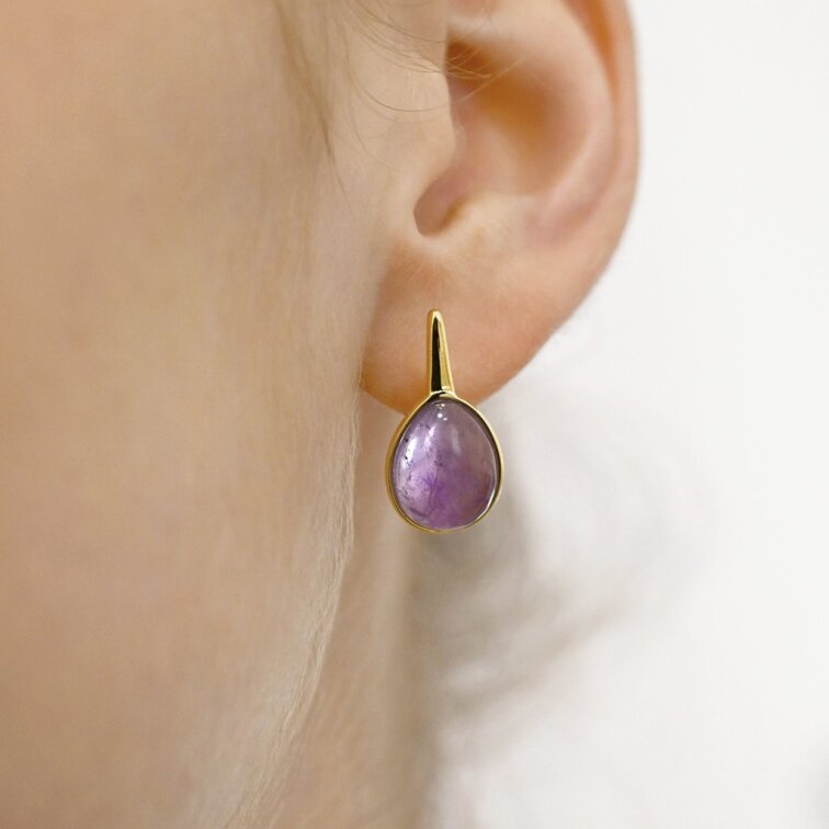 Pozlátené náušnice kvapky s ametystom 11730.3