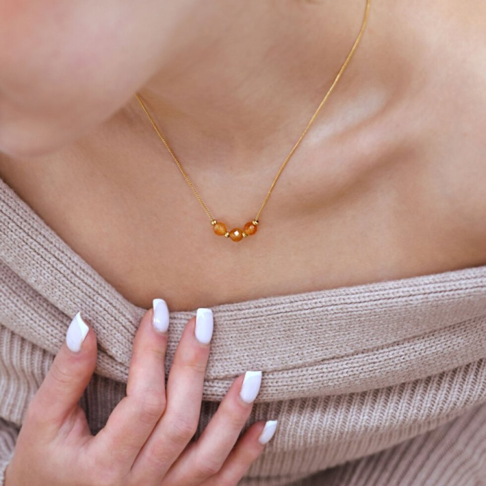 Náhrdelník s oranžovým achátem 42036.3 ocel