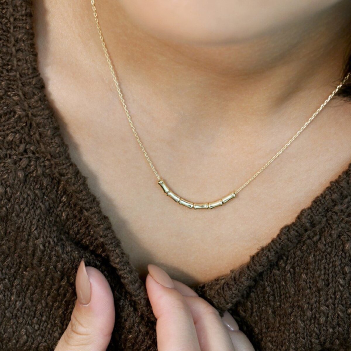 Pozlacený stříbrný náhrdelník s obdélníčky 62011