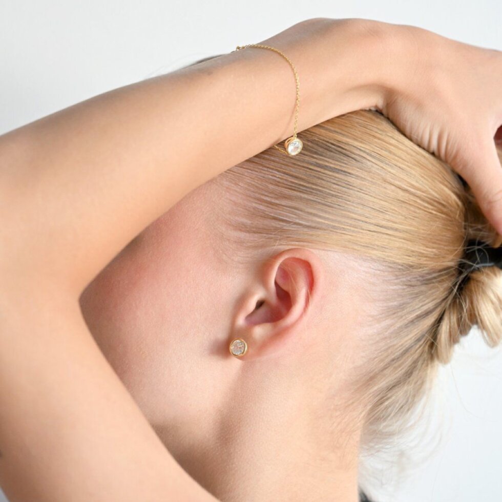 Pozlacené náušnice pecky se zirkonem bílé kulaté 11406.1