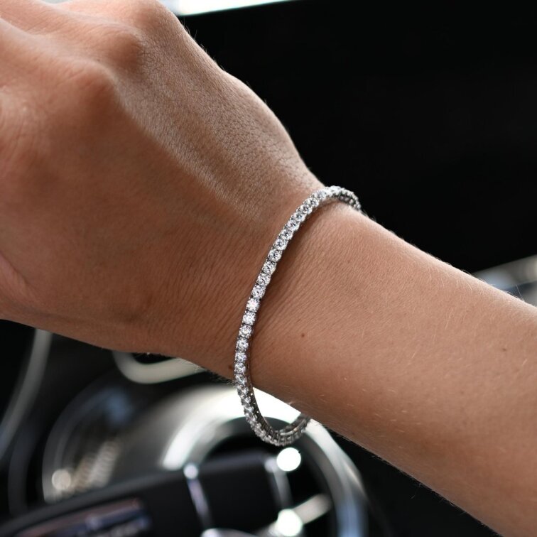 Stříbrný tenisový náramek ALEX 13M00004 moissanite
