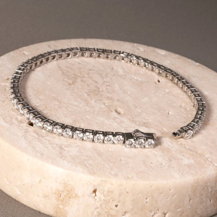 Stříbrný tenisový náramek ALEX 13M00004 moissanite