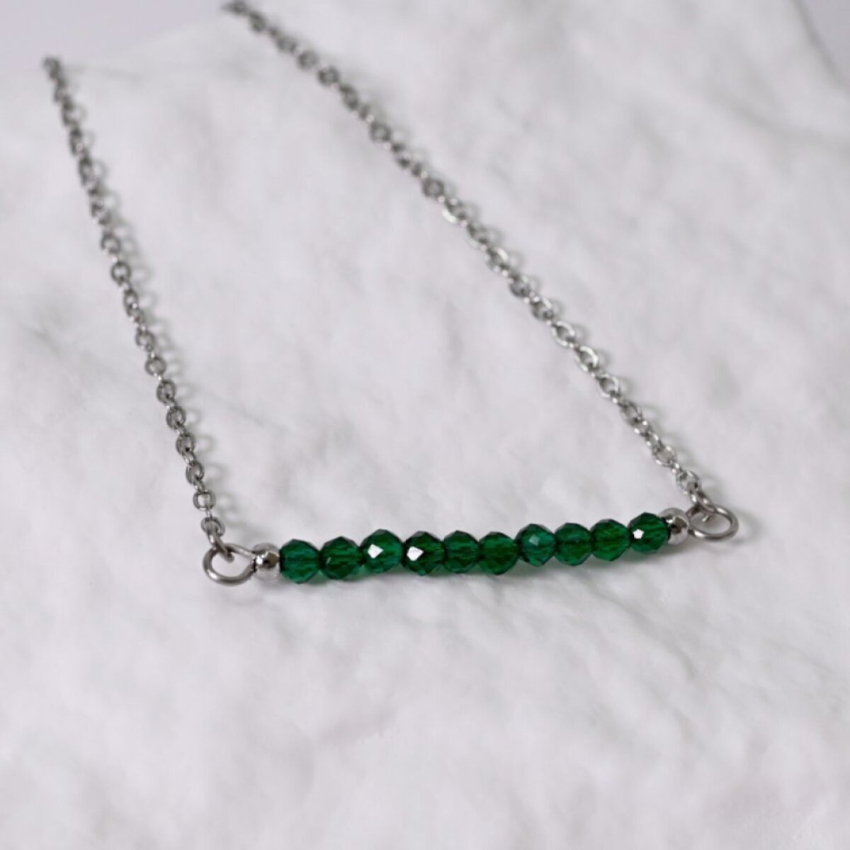 Ocelový náhrdelník zelený 42038.3