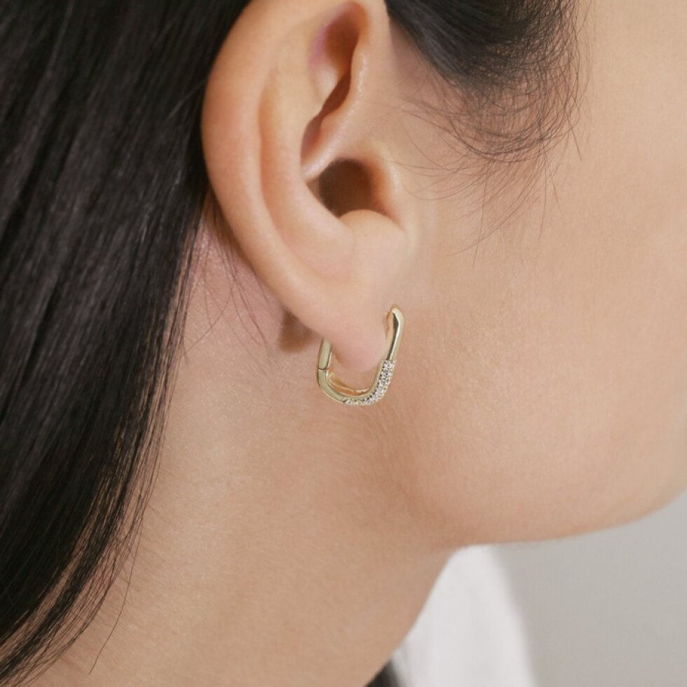 Pozlacené náušnice hranaté oválky 11782.1