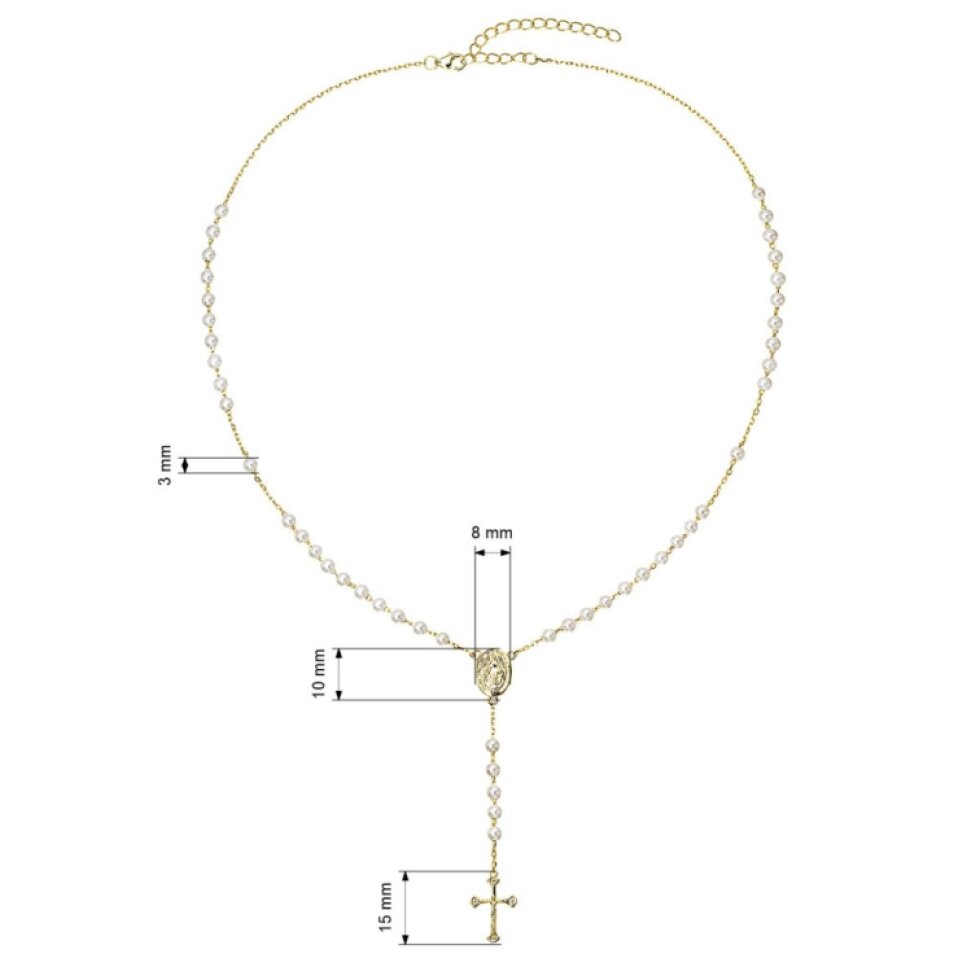 Pozlátený ruženec s bielymi riečnymi perlami 22062.1