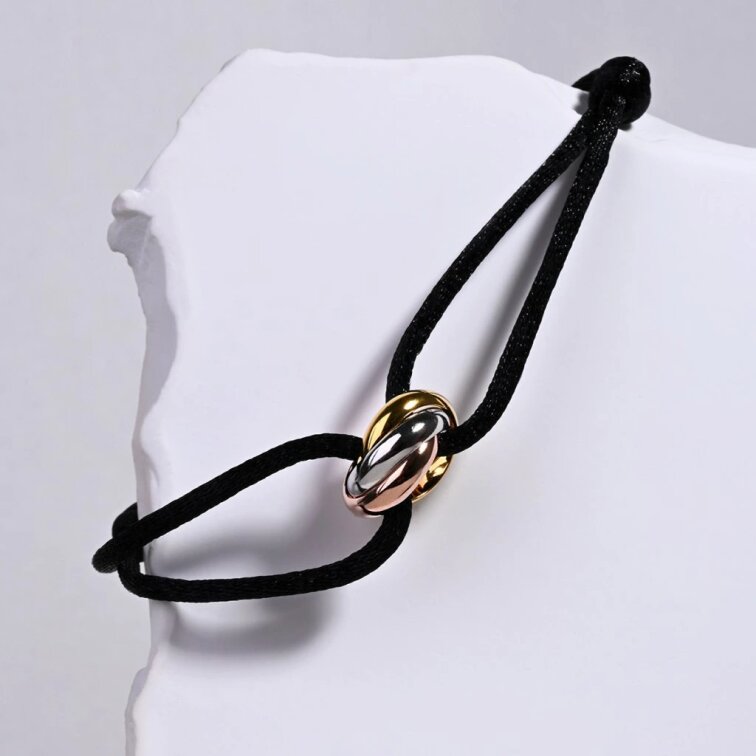 Kabbalah náramok s trojfarebnými krúžkami 13092.3 čierny