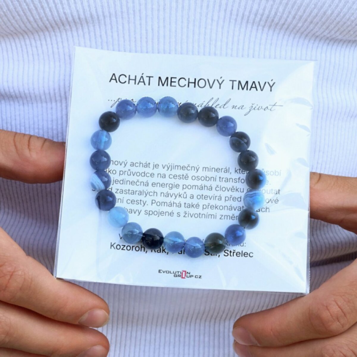 Náramok s minerálnymi kameňmi achát machový tmavý 43056.3