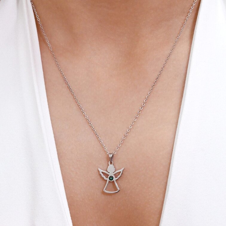 Náhrdelník anděl se Swarovski krystaly 42043.3 zelený