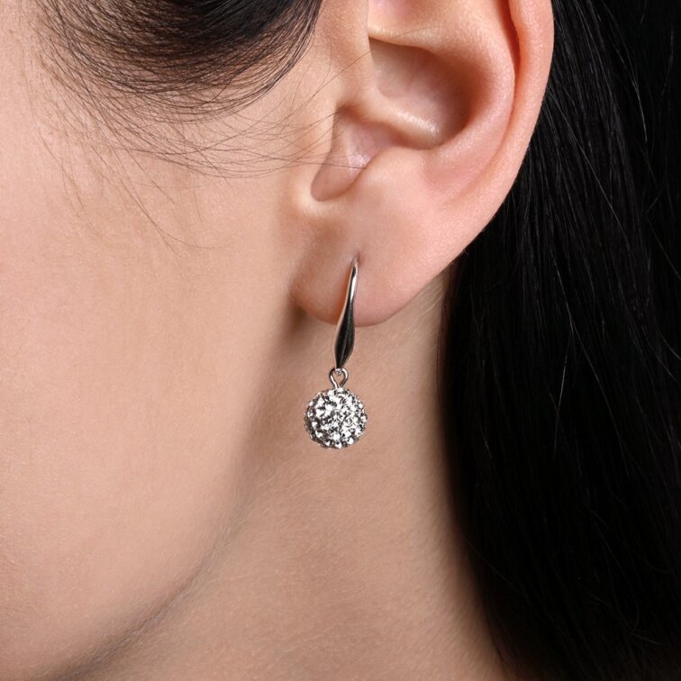 Strieborné náušnice guličky so Swarovski kryštálmi 31326.1