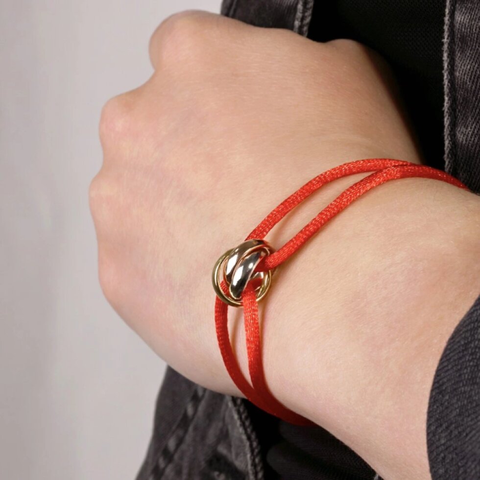 Kabbalah náramok s trojfarebnými krúžkami 13092.3 red