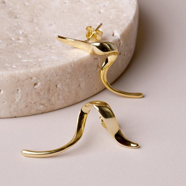 Pozlátené náušnice vlnky 61149