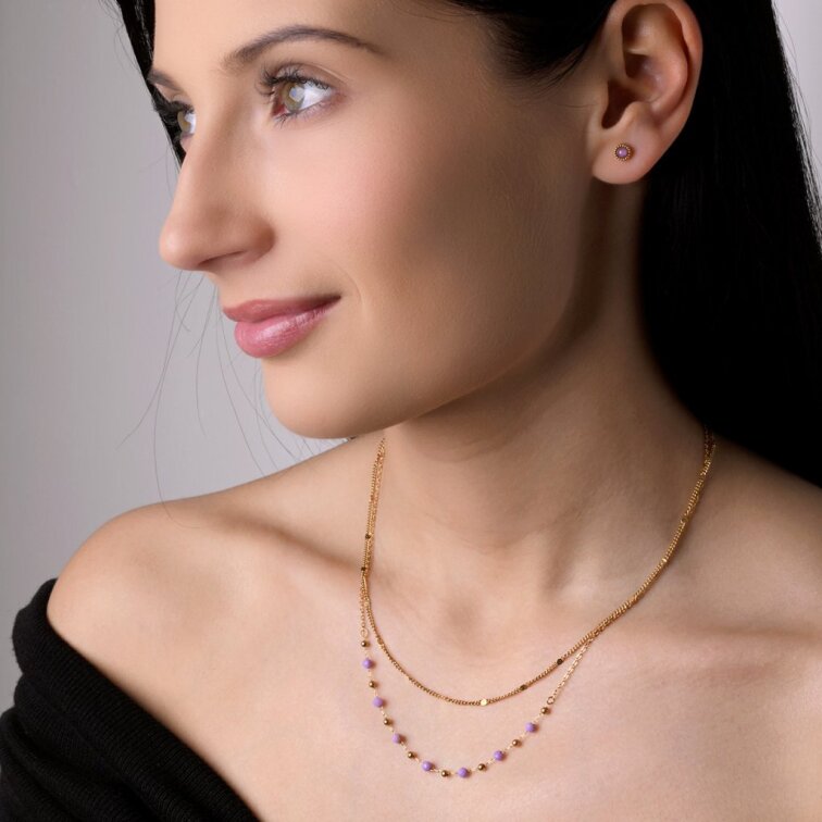 Náušnice oceľové s ametystom 41016.3