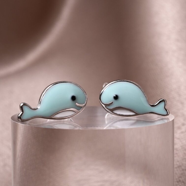 Stříbrné náušnice velrybky 61142