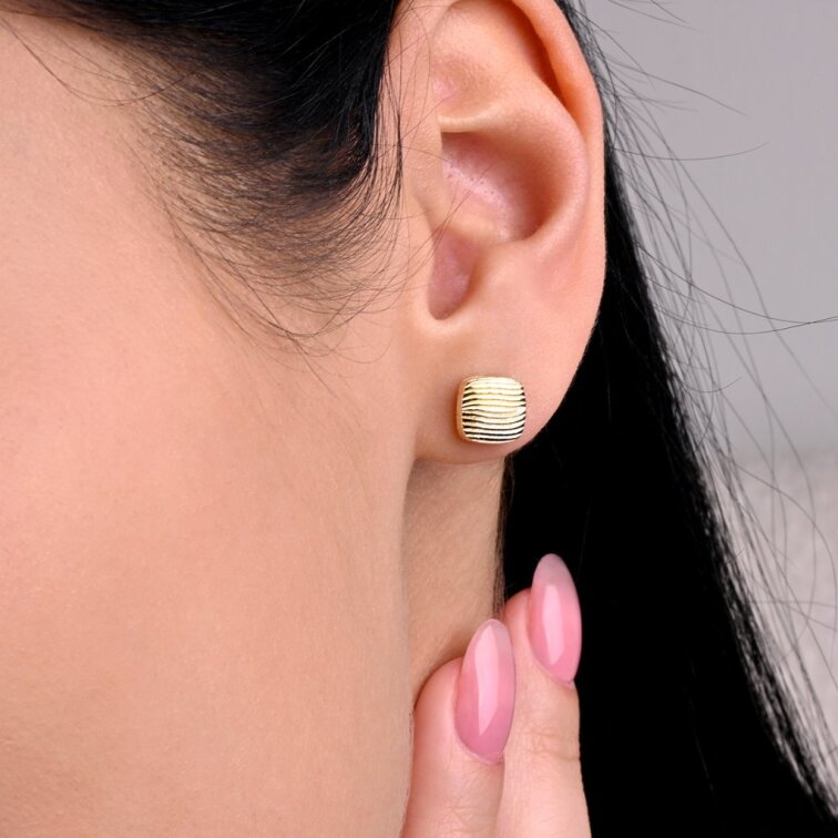 Pozlacené náušnice čtverečky 61147