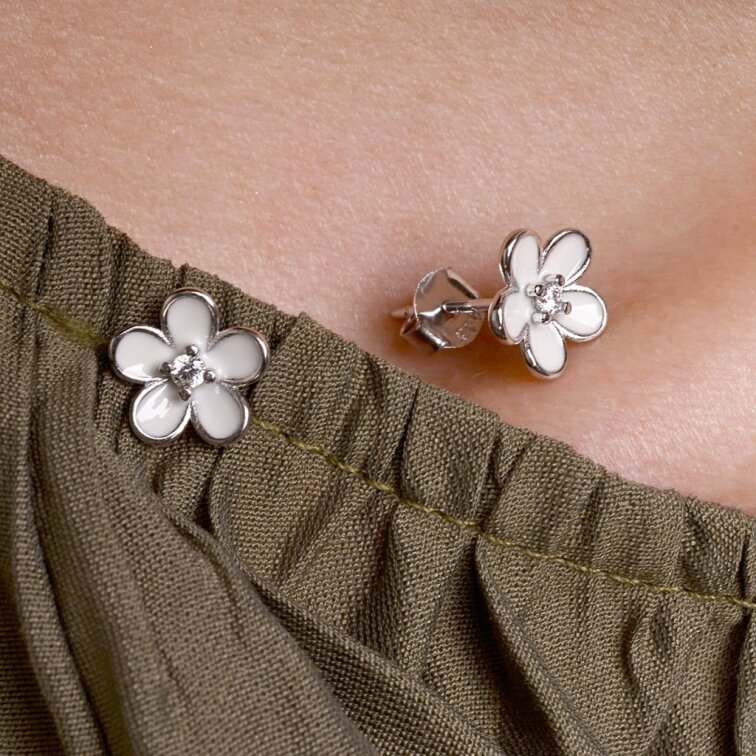 Strieborné náušnice kvietky 11753.1