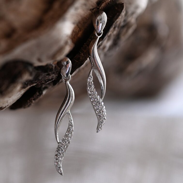 Stříbrné náušnice s krystaly Swarovski vlnky 31162.1
