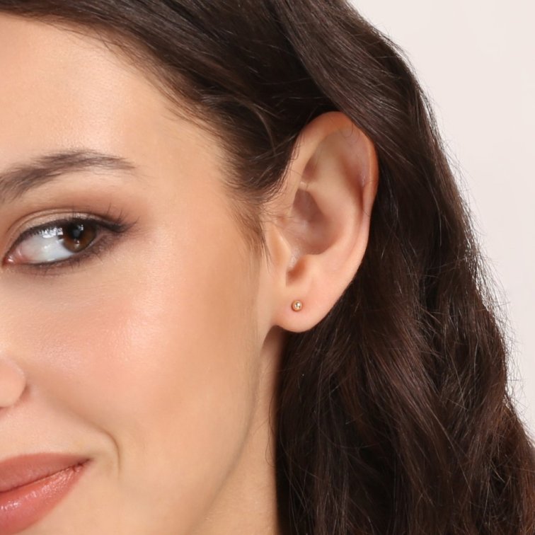 Zlaté 14 karátové náušnice kôstky malá gulička 91A00073