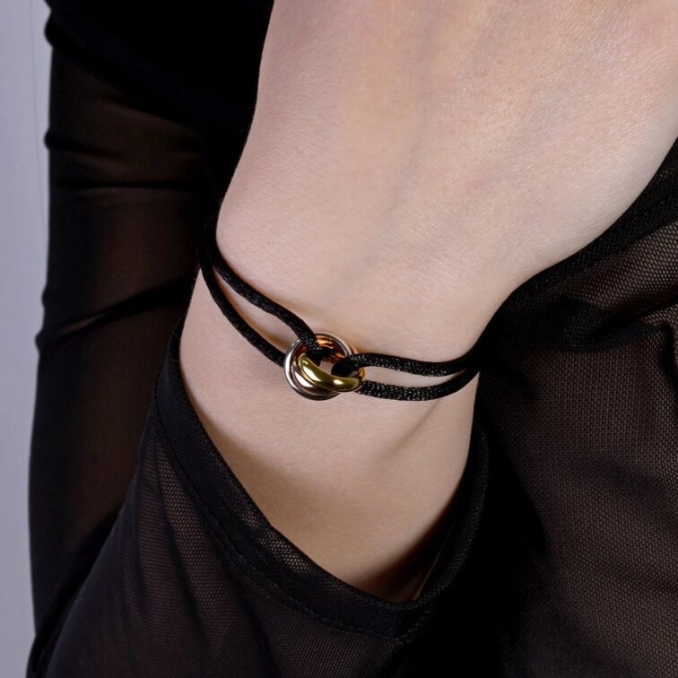 Kabbalah náramok s trojfarebnými krúžkami 13092.3 čierny