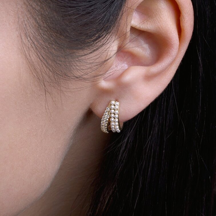 Pozlátené náušnice s shell perličkami 11809.1